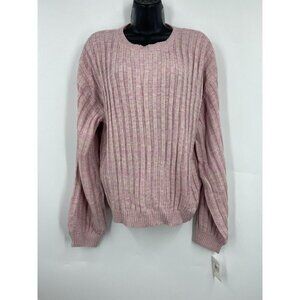 Blank NYC Women's Heather Ribbed Crewneck‎ Sweater In Lilac Mist Size XS NWT